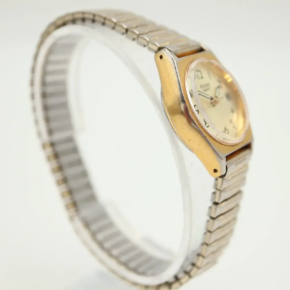 Vintage Pulsar by Seiko Gold Tone 24mm Womens Watch Date V827-0430 w New Battery